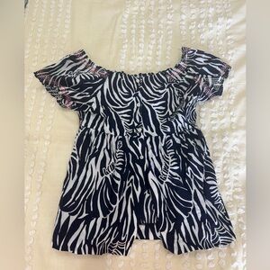 Lilly Pulitzer Black and White Zebra Print Top Size 12